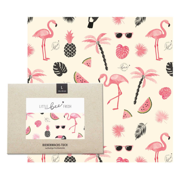 Wachstuch Bienenwachs Flamingo 35 x 35 cm L