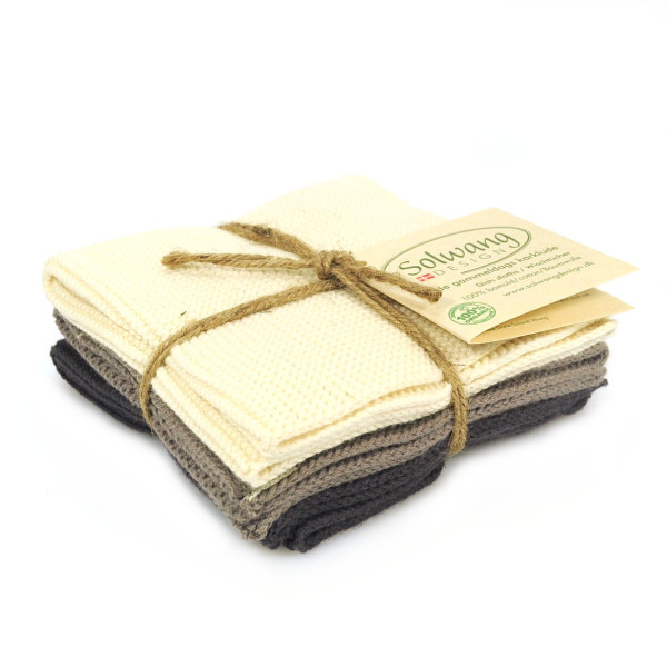 Wischtücher 3er Set Natur/ warmes Grau