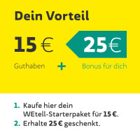 WEtell Starterpaket ULTRAKURZ 15 € + 25 € Bonus