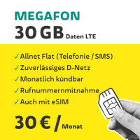 WEtell Starterpaket MEGAFON 30 € + 25 € Bonus