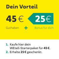 WEtell Starterpaket ÜBERSCHALL 45 € + 25 € Bonus