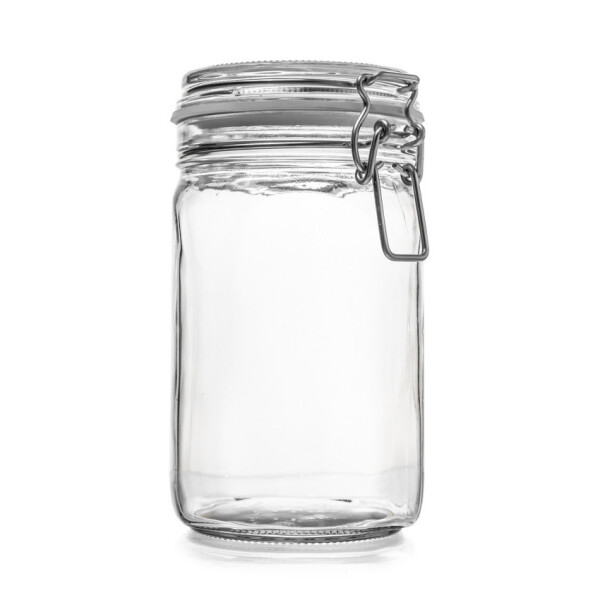 Drahtbügelglas 1.150 ml Vierkant, weißer Gummiring