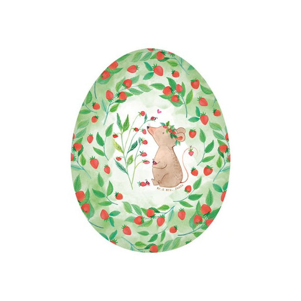Füll-Osterei "Frühlingsmomente" Erdbeermäuschen 12 cm
