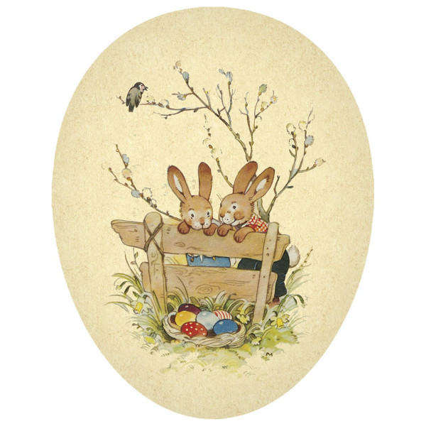 Füll-Osterei "Happiness" Hasenversteck 9 cm